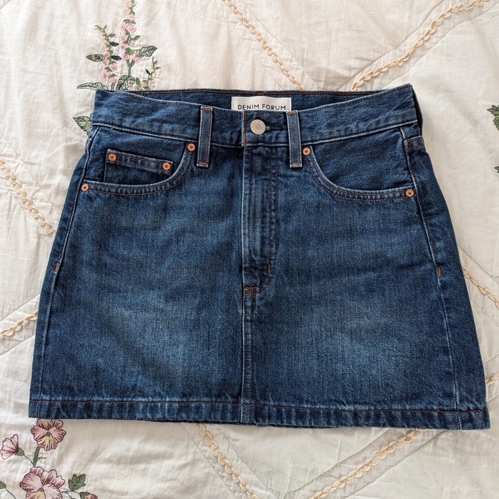 Denim Forum Dark Blue Denim Mini Skirt